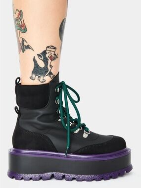 Dolls Kill Koi Footwear BLACK HYDRA MATRIX PLATFORM BOOTS